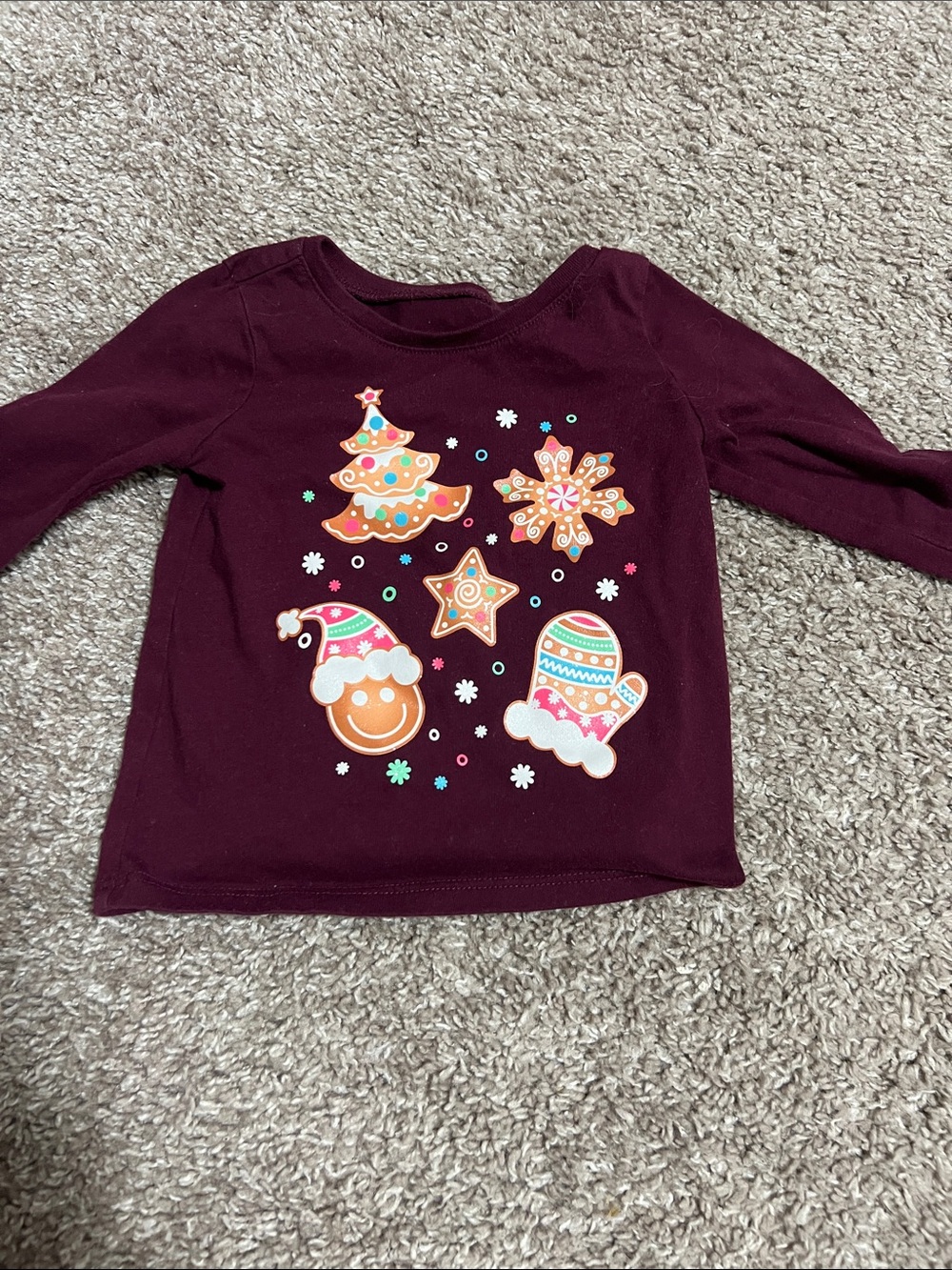 The Children's Place Burgundy Long Sleeve Holiday Graphic Top